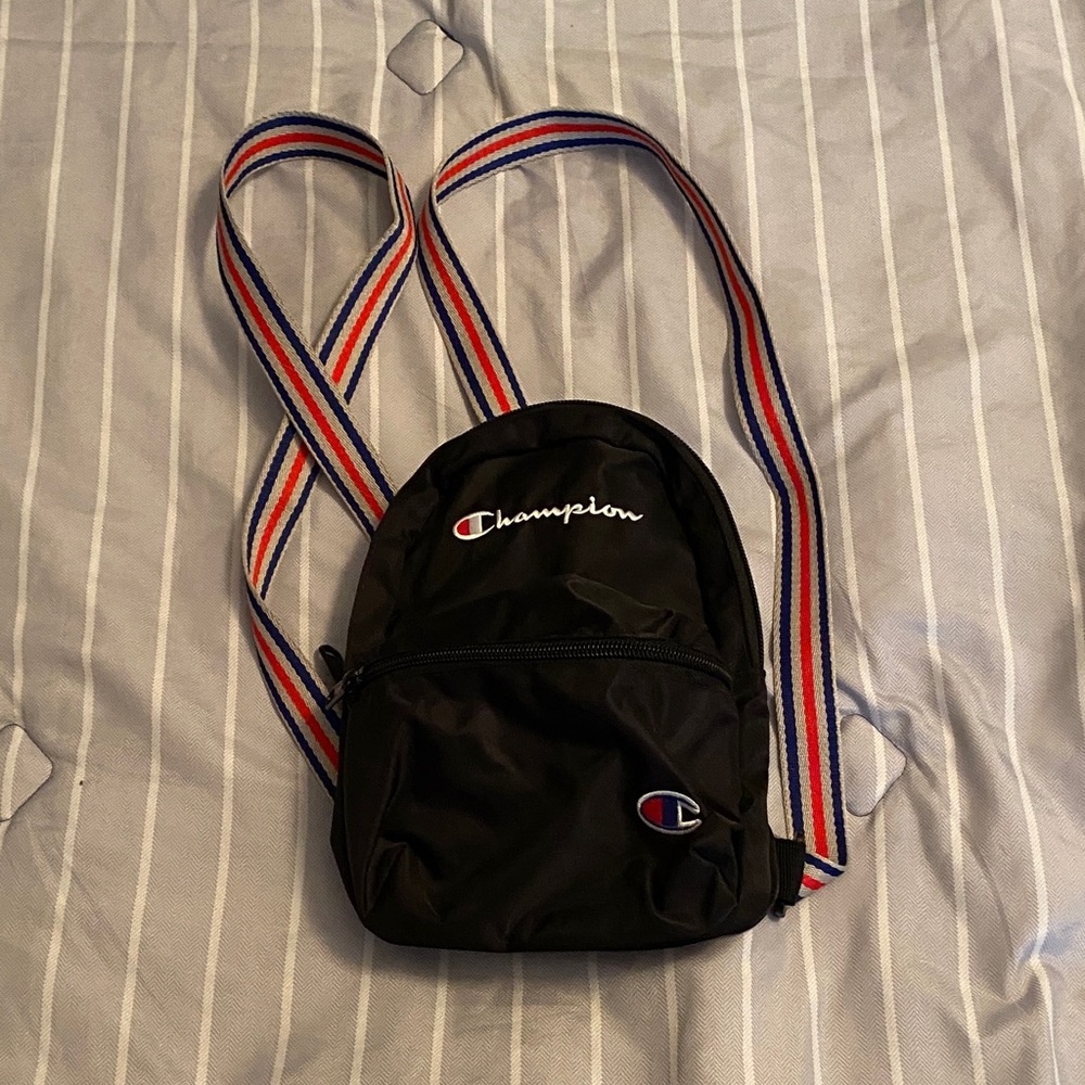 Champion Black Backpack with Striped Straps